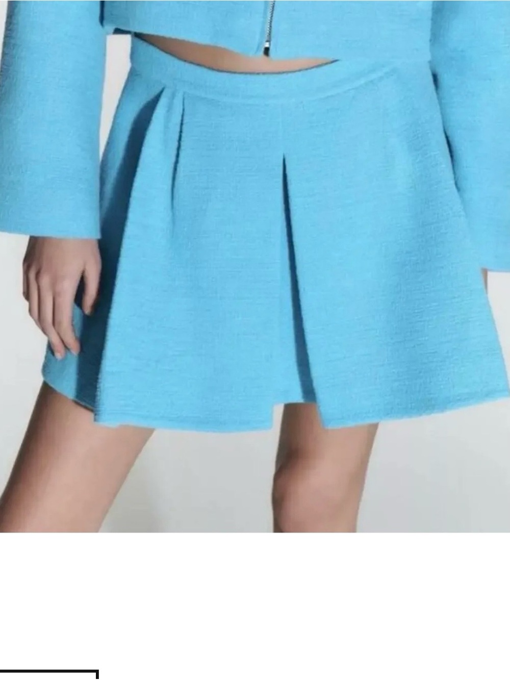 Zara Sky Blue Plunged Pleated Skater Mini Skort/ short size Small